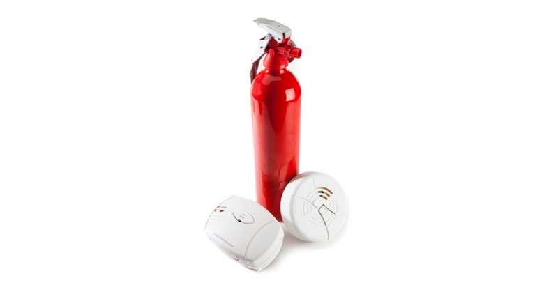 Fire extinguisher, CO2 alarm and fire alarm